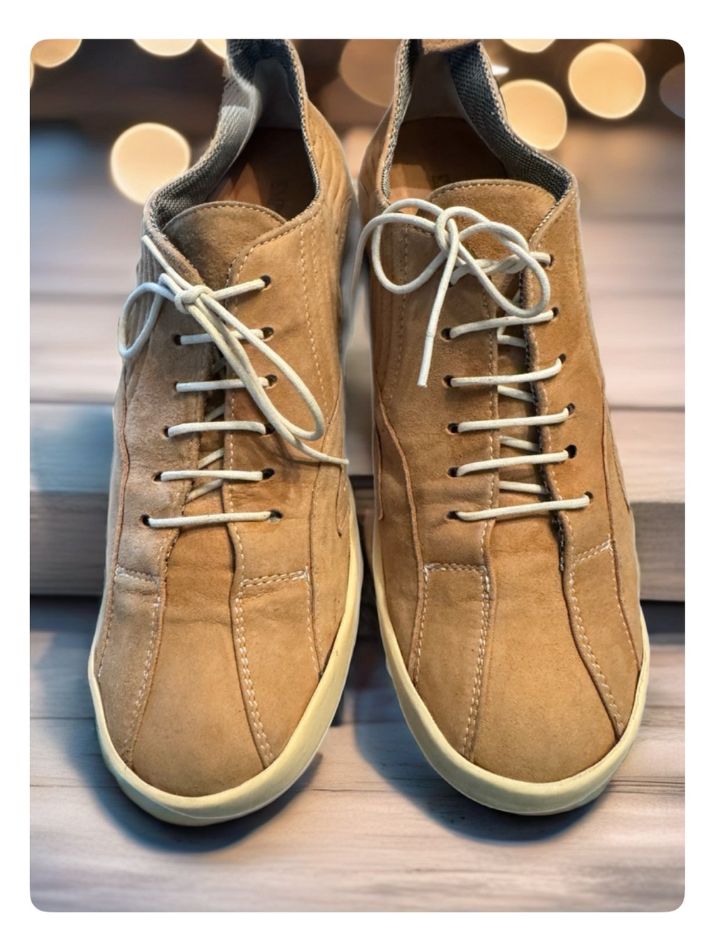 Emporio Armani Light Tan Suede Low-Top Sneakers